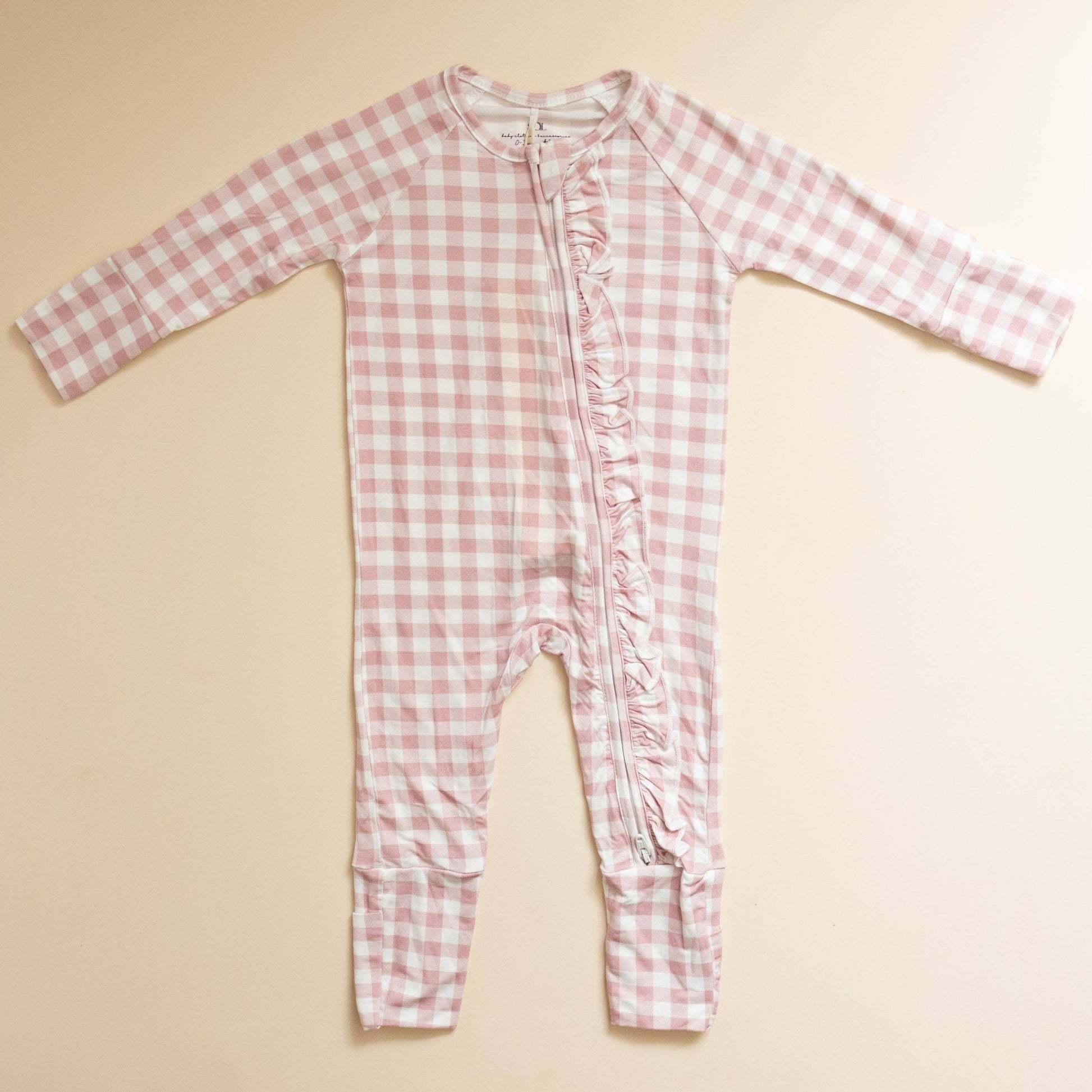 Rose Gingham Bamboo Romper - Bossy Beans