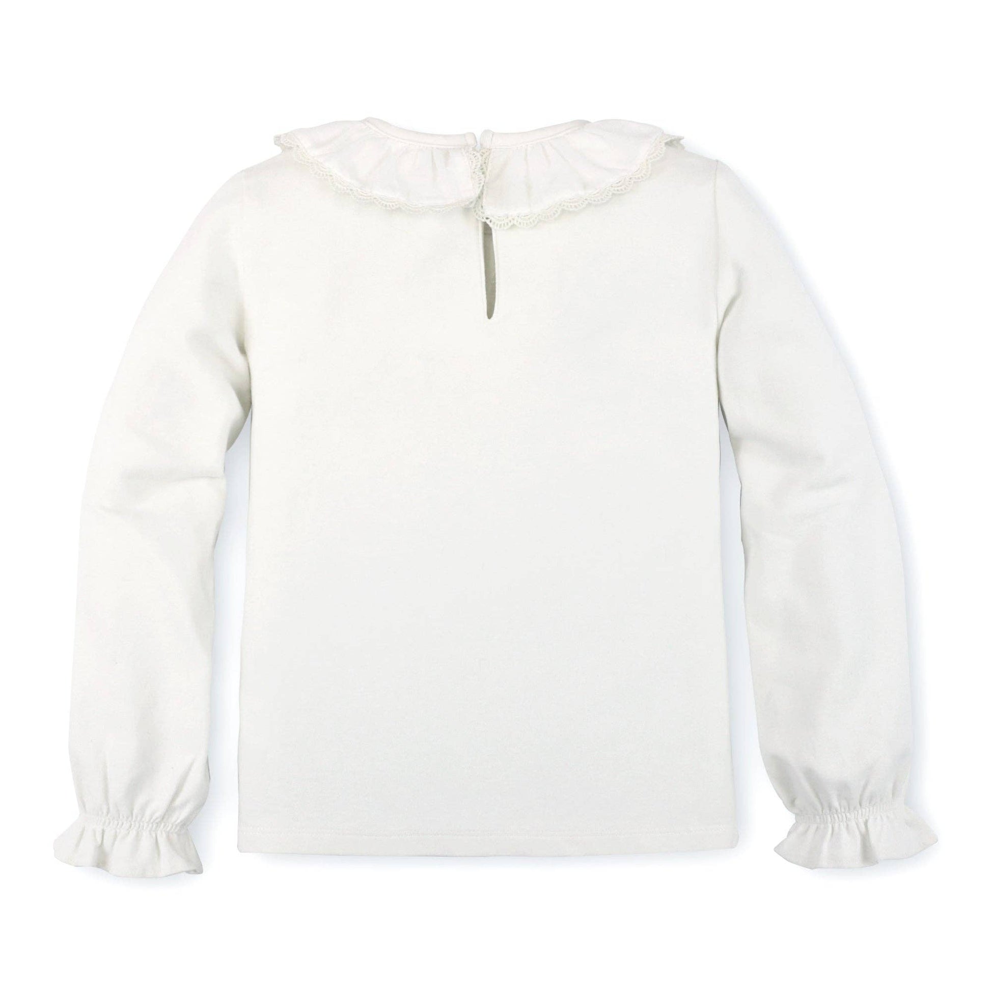 Ruffle Neck Knit Top - Baby: Soft White - Bossy Beans