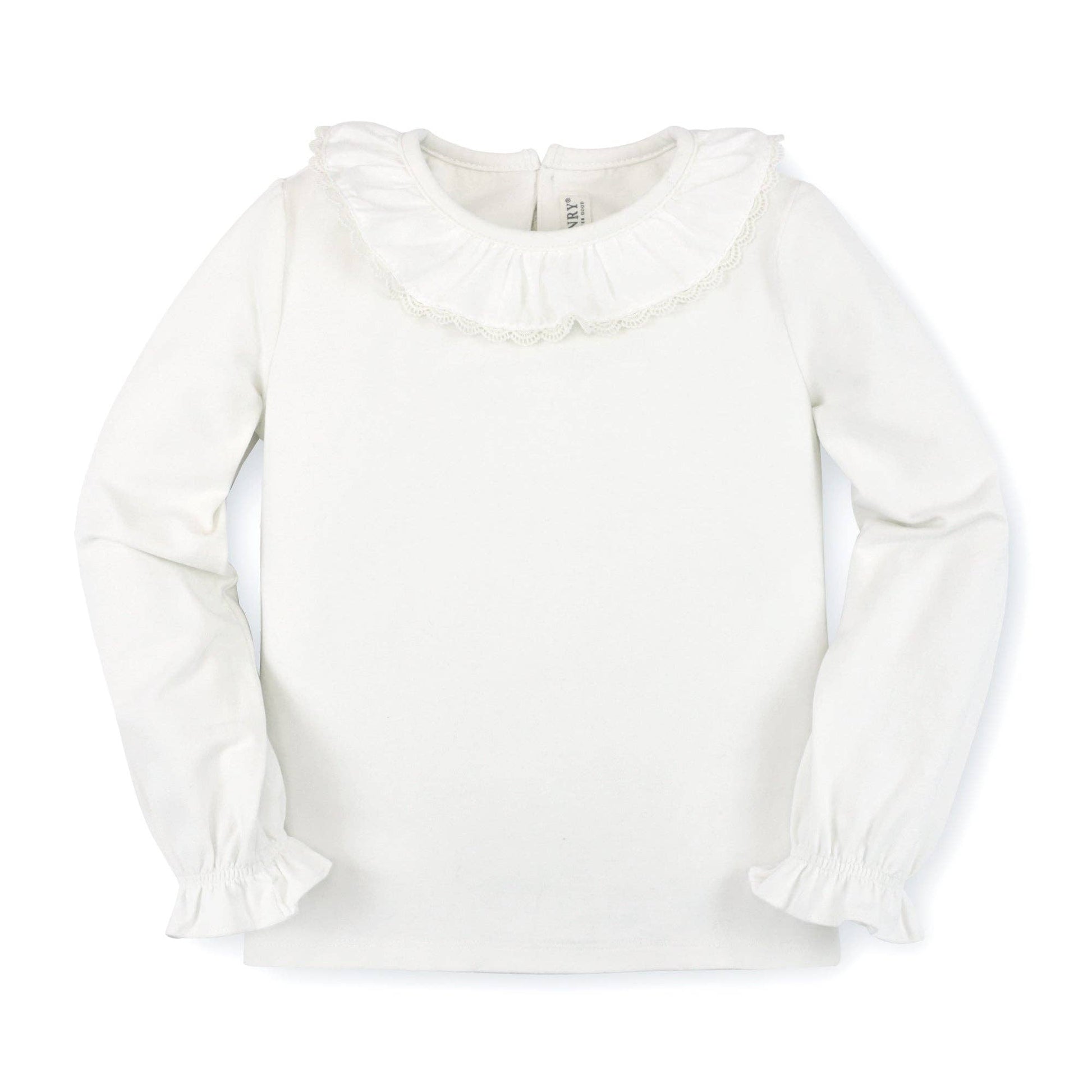 Ruffle Neck Knit Top - Baby: Soft White - Bossy Beans