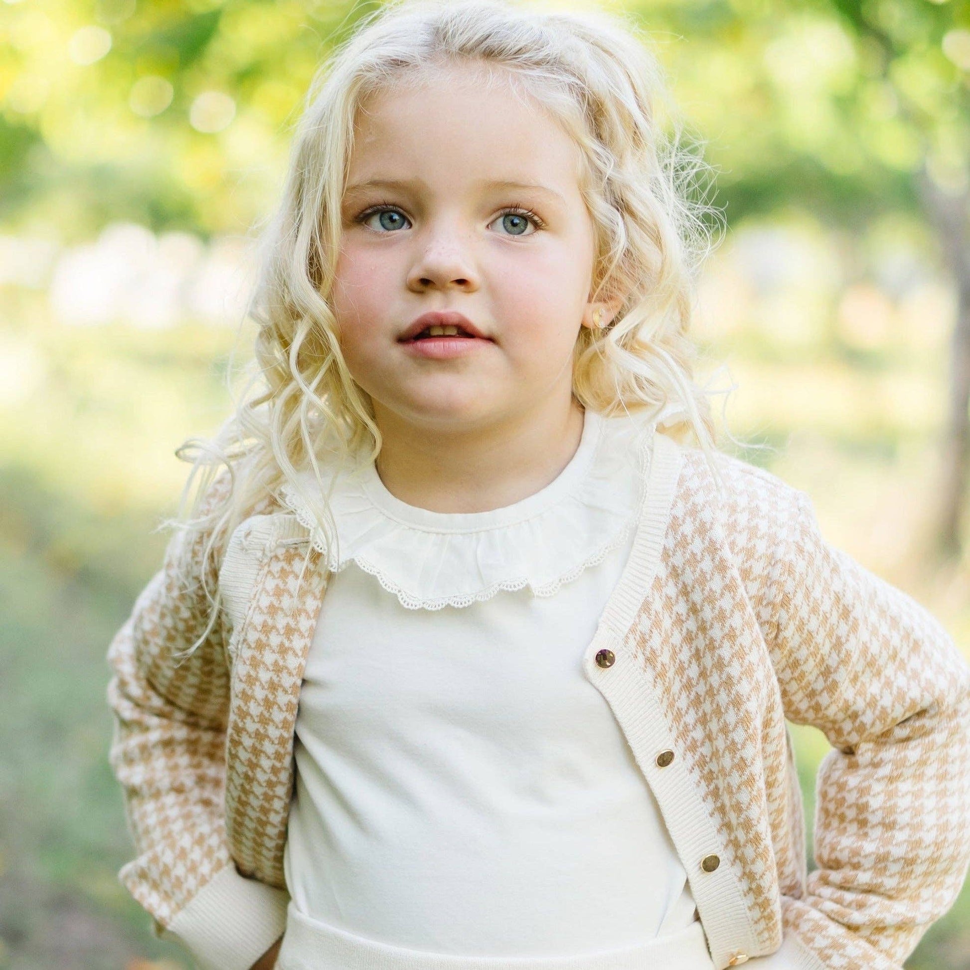 Ruffle Neck Knit Top - Baby: Soft White - Bossy Beans
