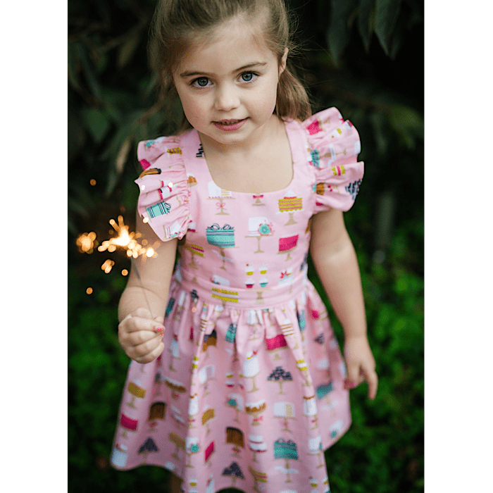 Ruffle Sleeve Dress - Cakes! - Bossy Beans