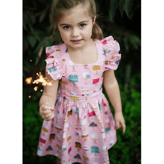Ruffle Sleeve Dress - Cakes! - Bossy Beans