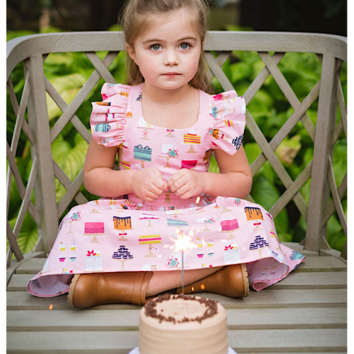 Ruffle Sleeve Dress - Cakes! - Bossy Beans