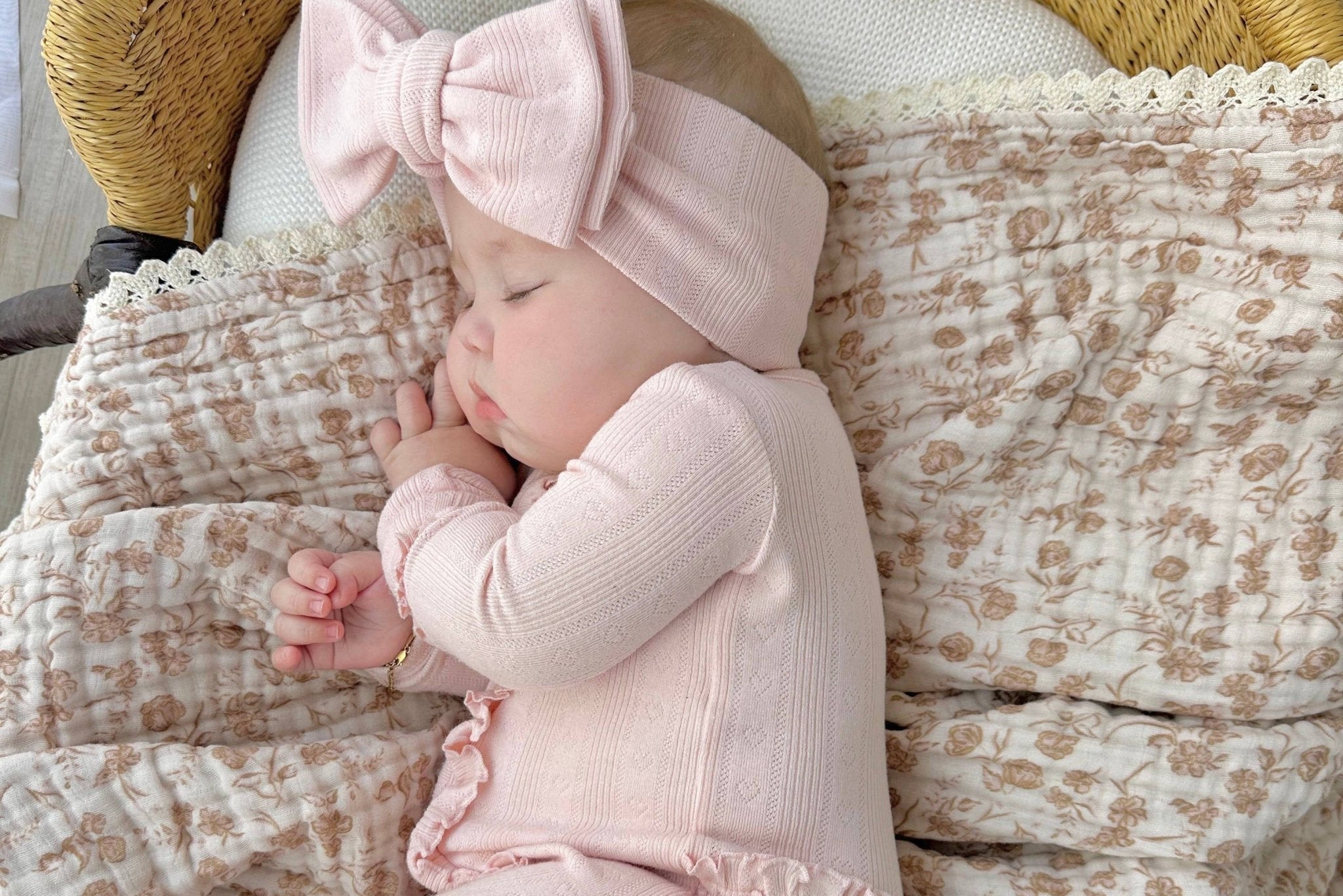 Ruffle Zipper One Piece - Pink Pointelle - Bossy Beans