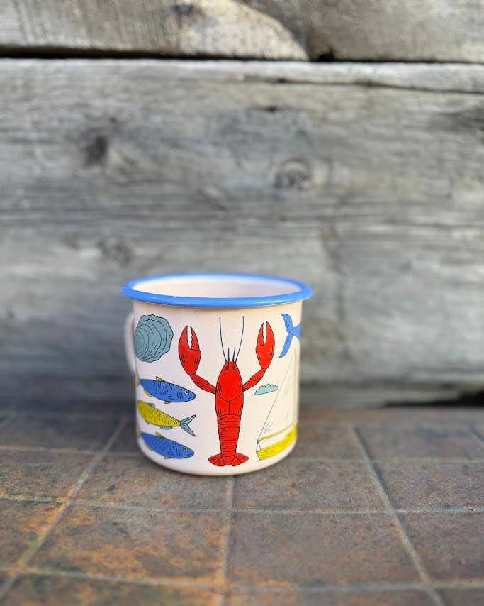 Salty Seas Enamel Coffee & Camp Mug | 16oz - Bossy Beans