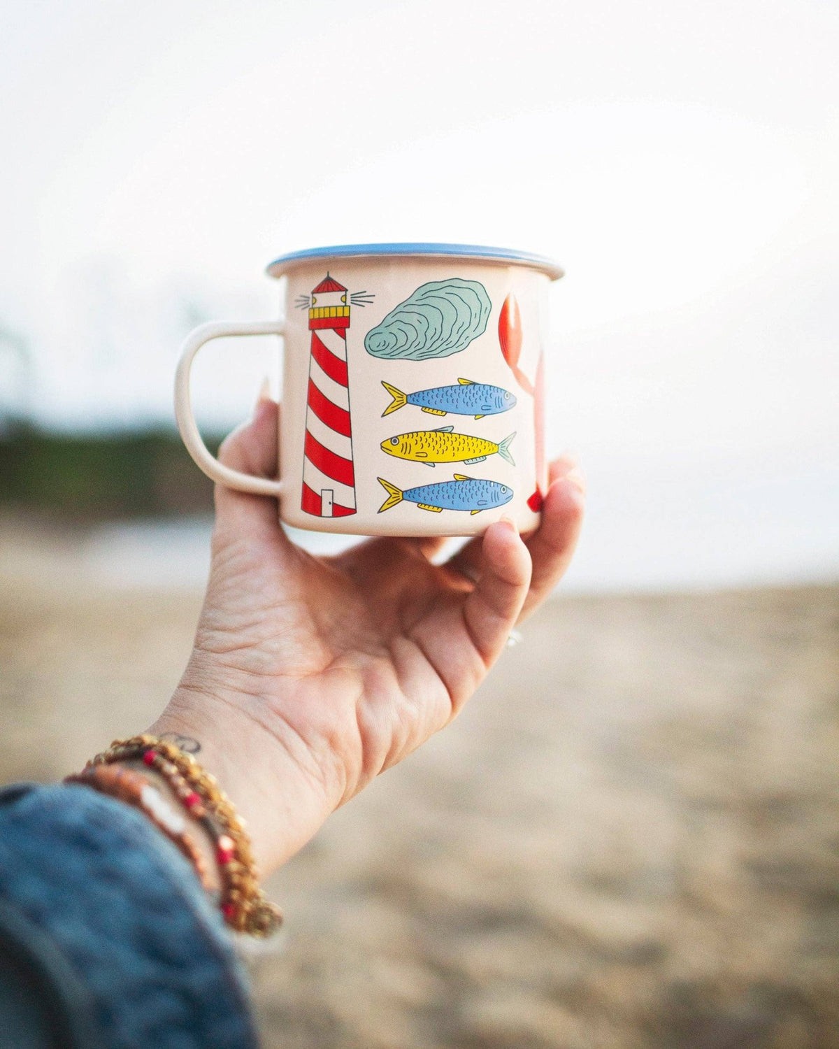 Salty Seas Enamel Coffee & Camp Mug | 16oz - Bossy Beans