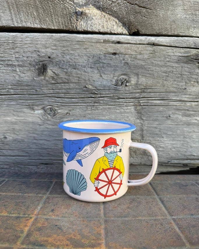 Salty Seas Enamel Coffee & Camp Mug | 16oz - Bossy Beans