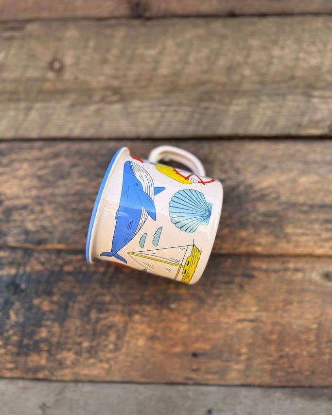 Salty Seas Enamel Coffee & Camp Mug | 16oz - Bossy Beans