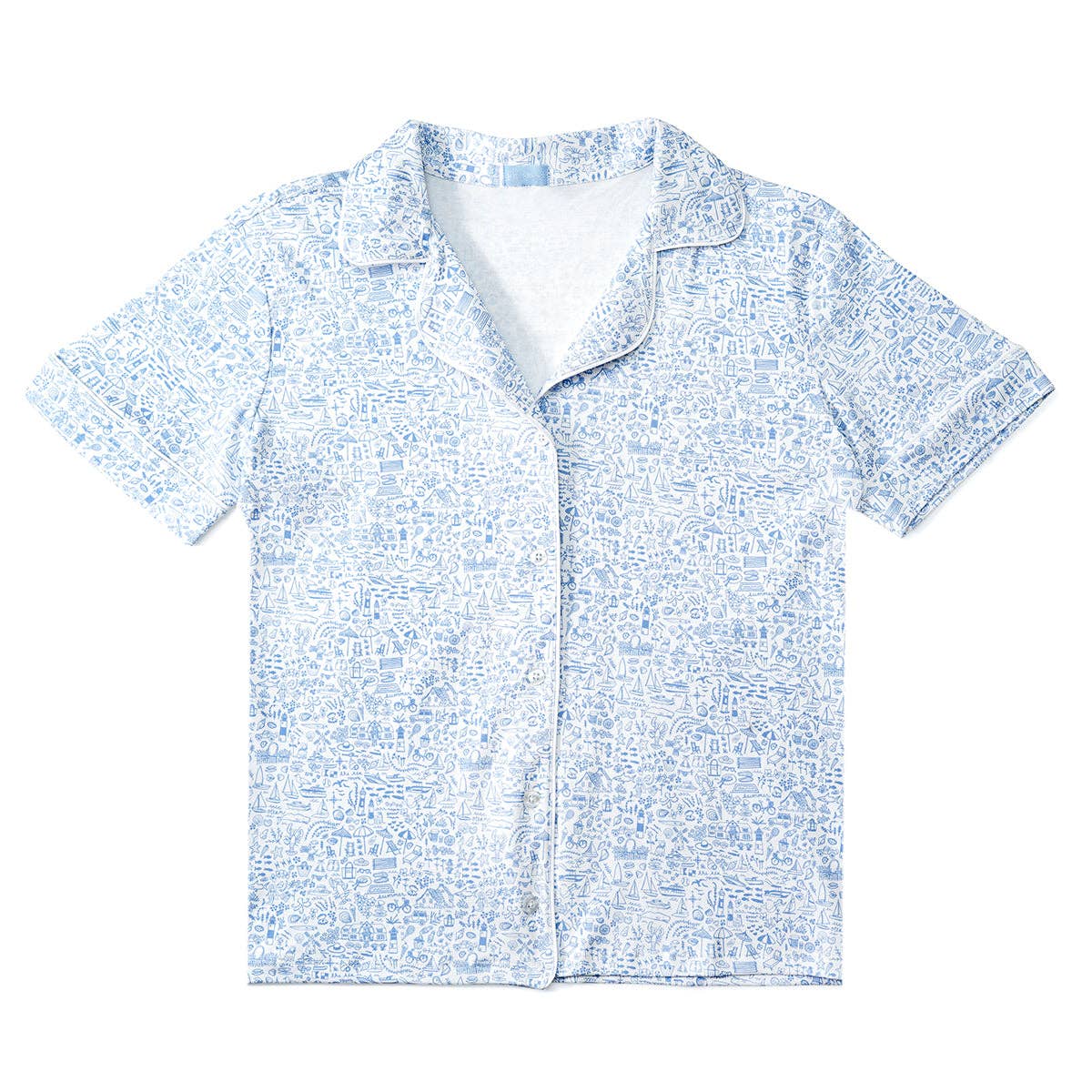 Seaside Women’s Button Front Short Pajama Set - Bossy Beans
