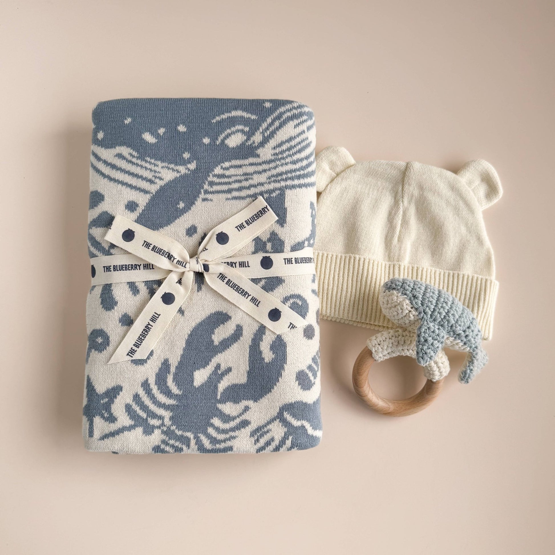 Set: Nautical Blanket Whale Teether Cotton Hat Gift - Summer - Bossy Beans