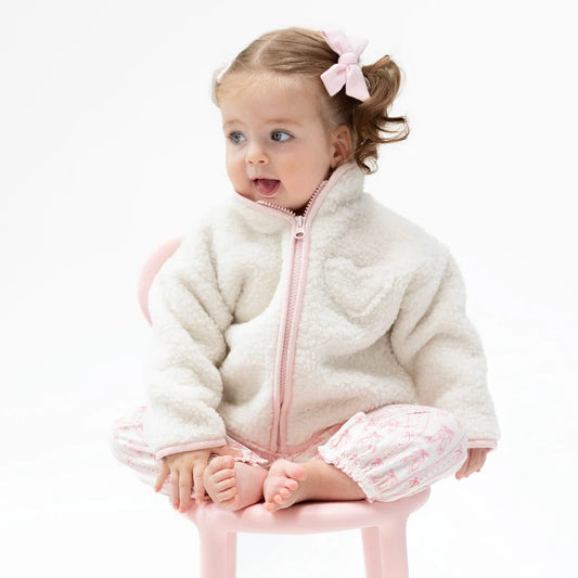 Sherpa Zip Jacket with Pink Lining - Bossy Beans