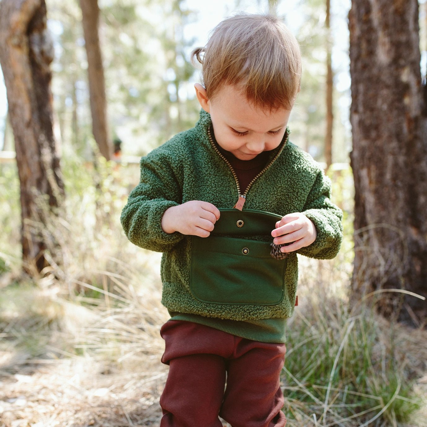 Sherpa Zip Pullover - Spruce - Bossy Beans