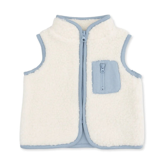 Sherpa Zip Vest with Blue Lining - Bossy Beans