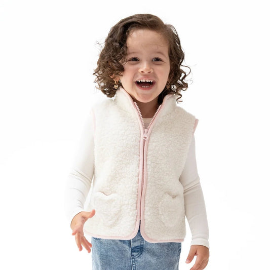 Sherpa Zip Vest with Heart Pockets - Bossy Beans