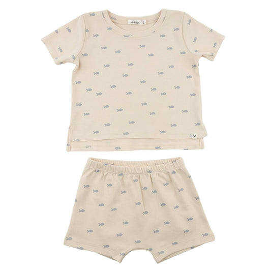 Short Sleeve Jamie Shorts Set - Mini Fish - Bossy Beans