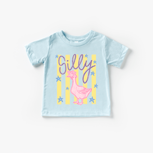 Silly Goose Summer Stripe/Neon - Kid's Shirt Graphic Tee - Bossy Beans