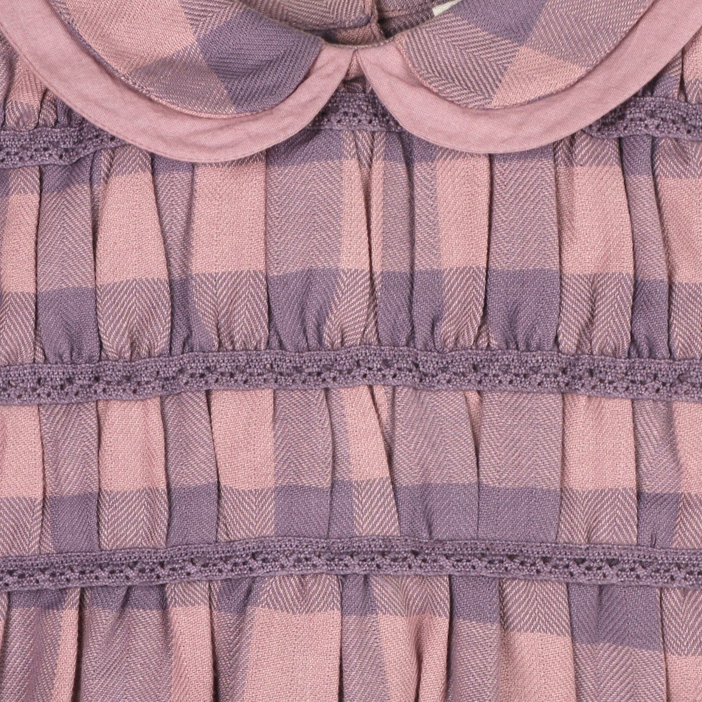 Smocked Peter Pan Gingham Baby Romper (Organic): Lilac - Bossy Beans