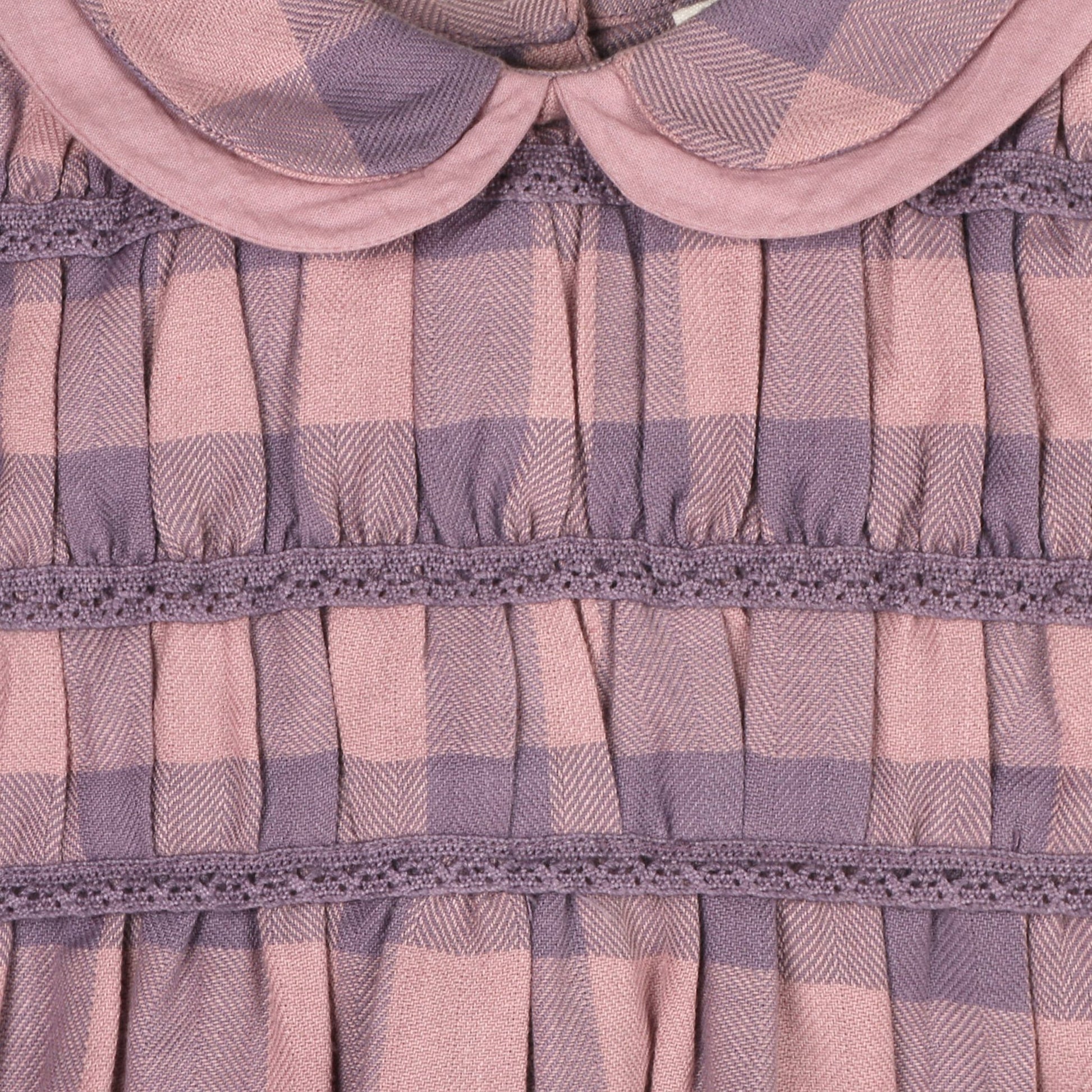 Smocked Peter Pan Gingham Baby Romper (Organic): Lilac - Bossy Beans