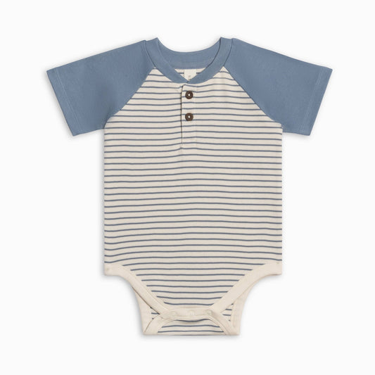 Sosa Raglan Henley Bodysuit - Bay Stripe / Ivory + Sea - Bossy Beans