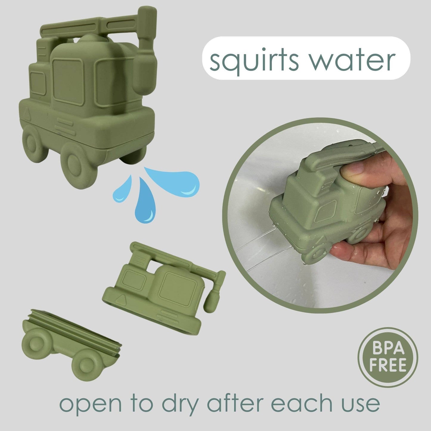 Squirt Water Bath Toy Set (Construction) Mold Free - Bossy Beans