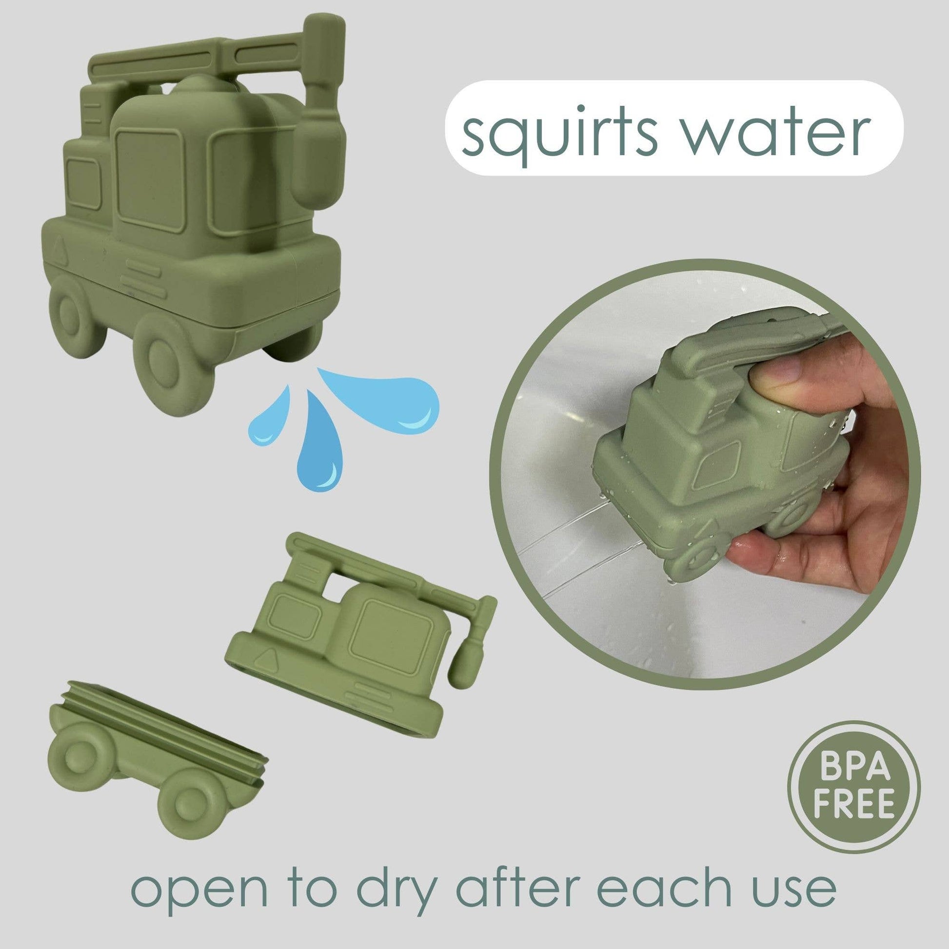 Squirt Water Bath Toy Set (Construction) Mold Free - Bossy Beans