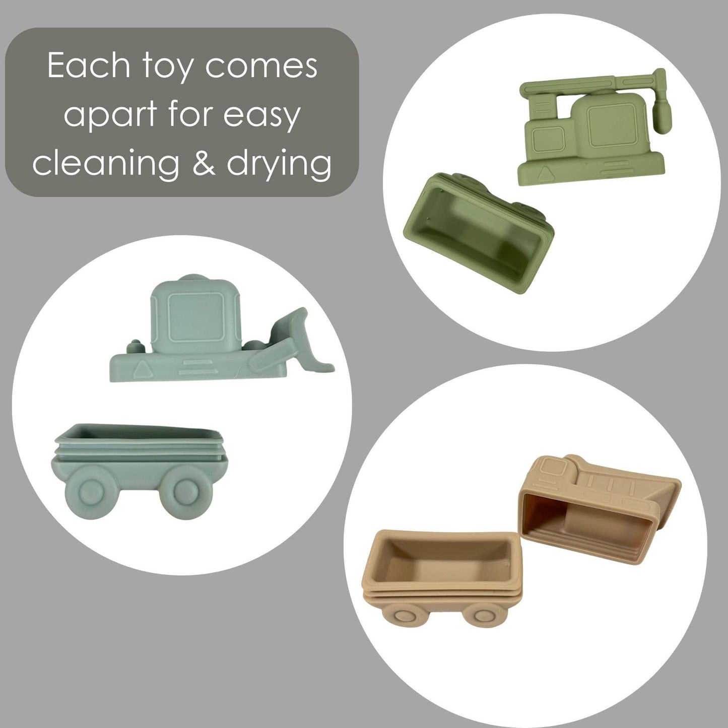 Squirt Water Bath Toy Set (Construction) Mold Free - Bossy Beans