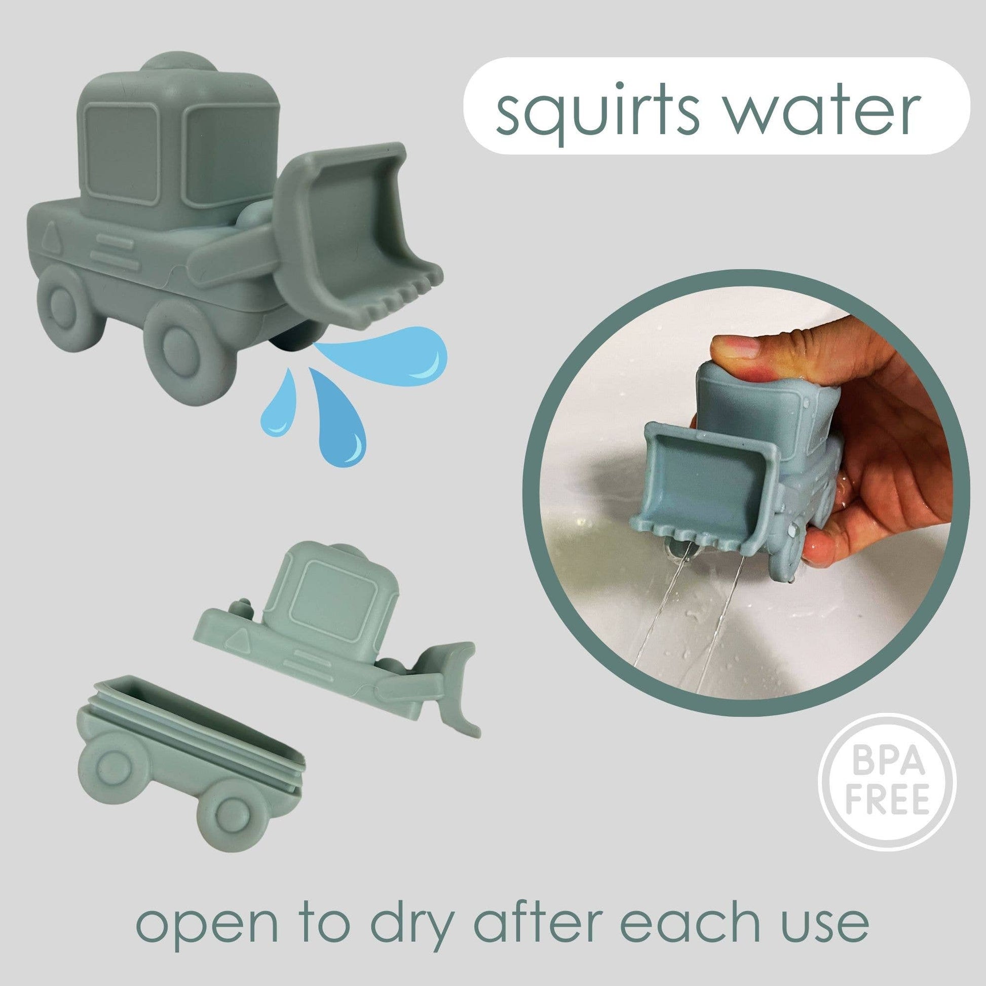 Squirt Water Bath Toy Set (Construction) Mold Free - Bossy Beans