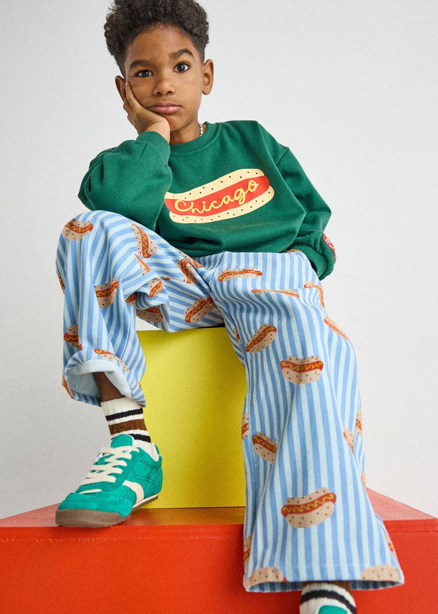 Striped Denim Hot Dog Pant - Bossy Beans