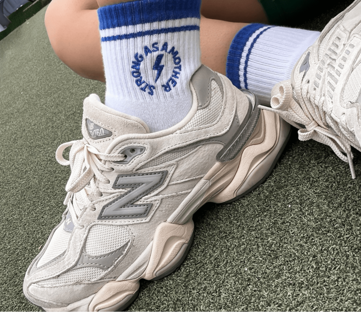 Strong as a mother® Embroidered Half Crew Socks (Green) - Bossy Beans