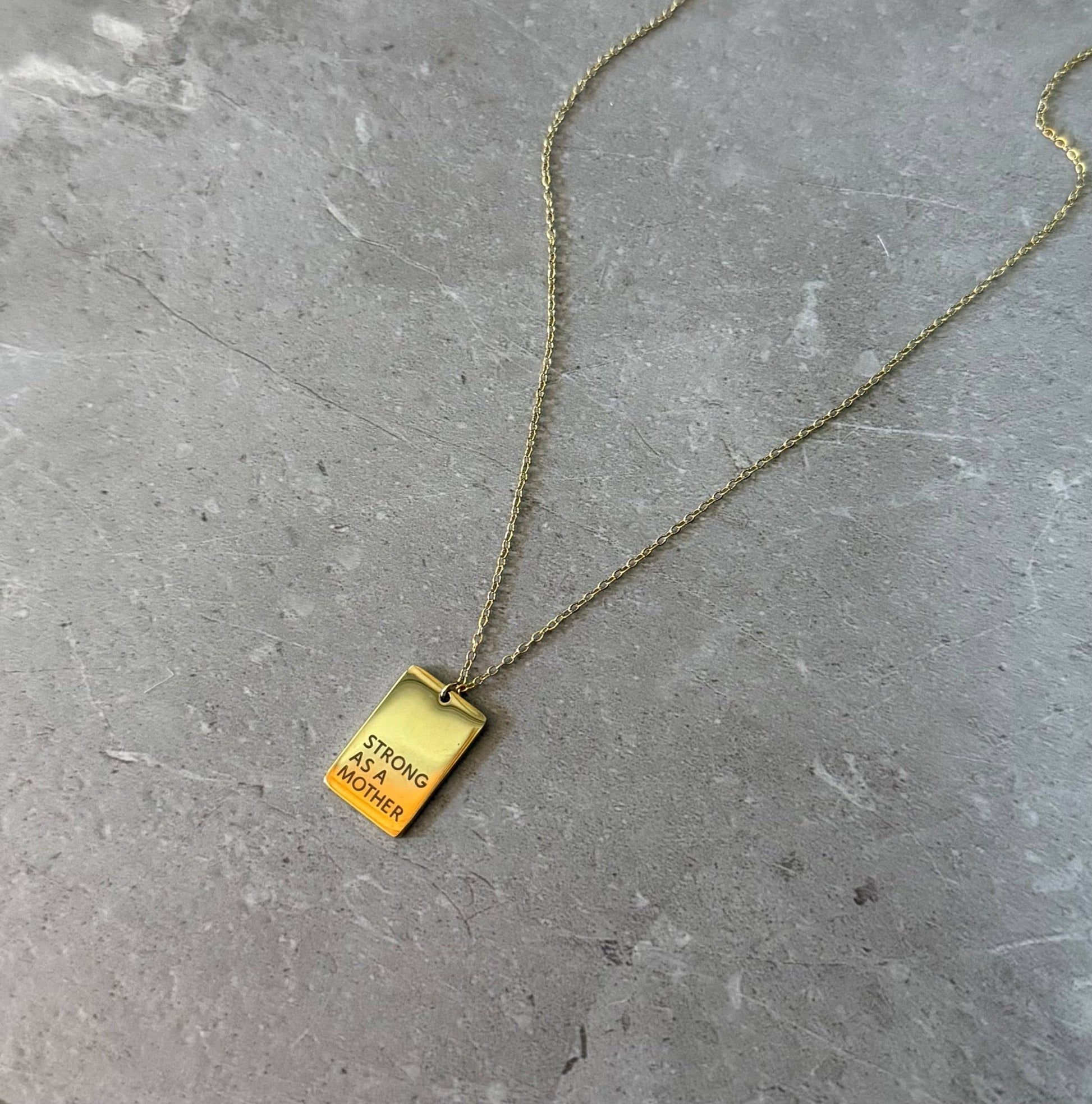 Strong as a mother® Gold Tag Necklace - Bossy Beans