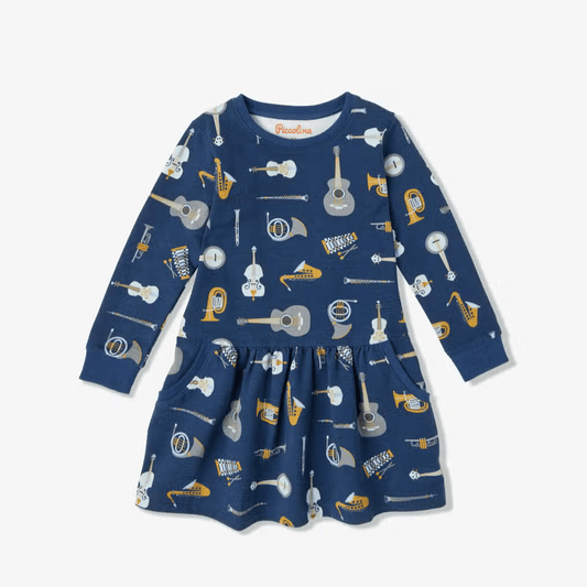 Sweatshirt Dress with Pockets - Music - Bossy Beans