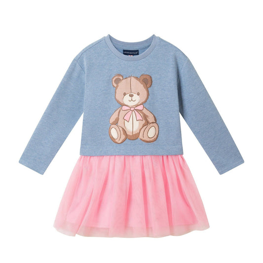 Sweatshirt-Tulle Dress | Teddy Bear - Bossy Beans