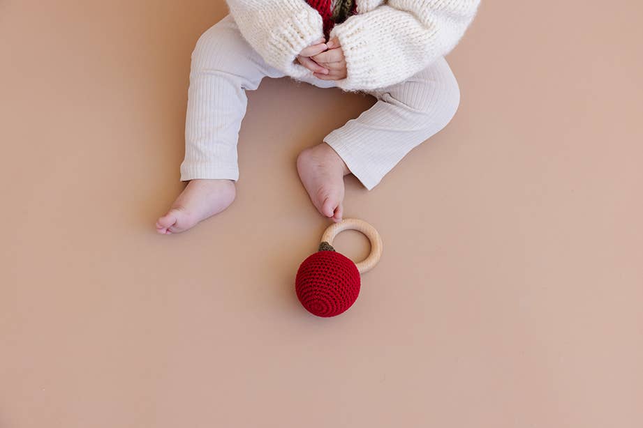 Teether Apple Cotton Crochet Rattle - Bossy Beans
