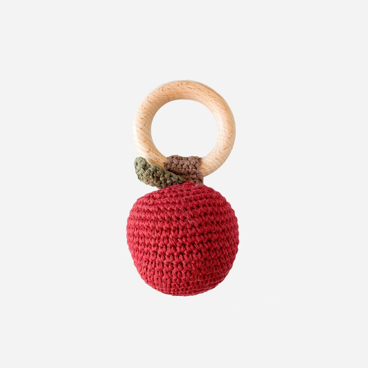 Teether Apple Cotton Crochet Rattle - Bossy Beans