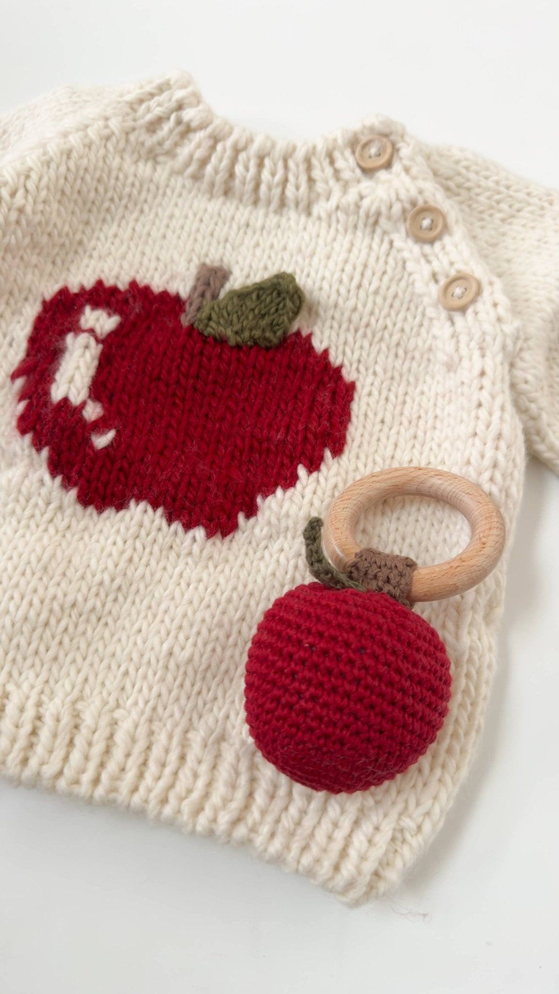 Teether Apple Cotton Crochet Rattle - Bossy Beans