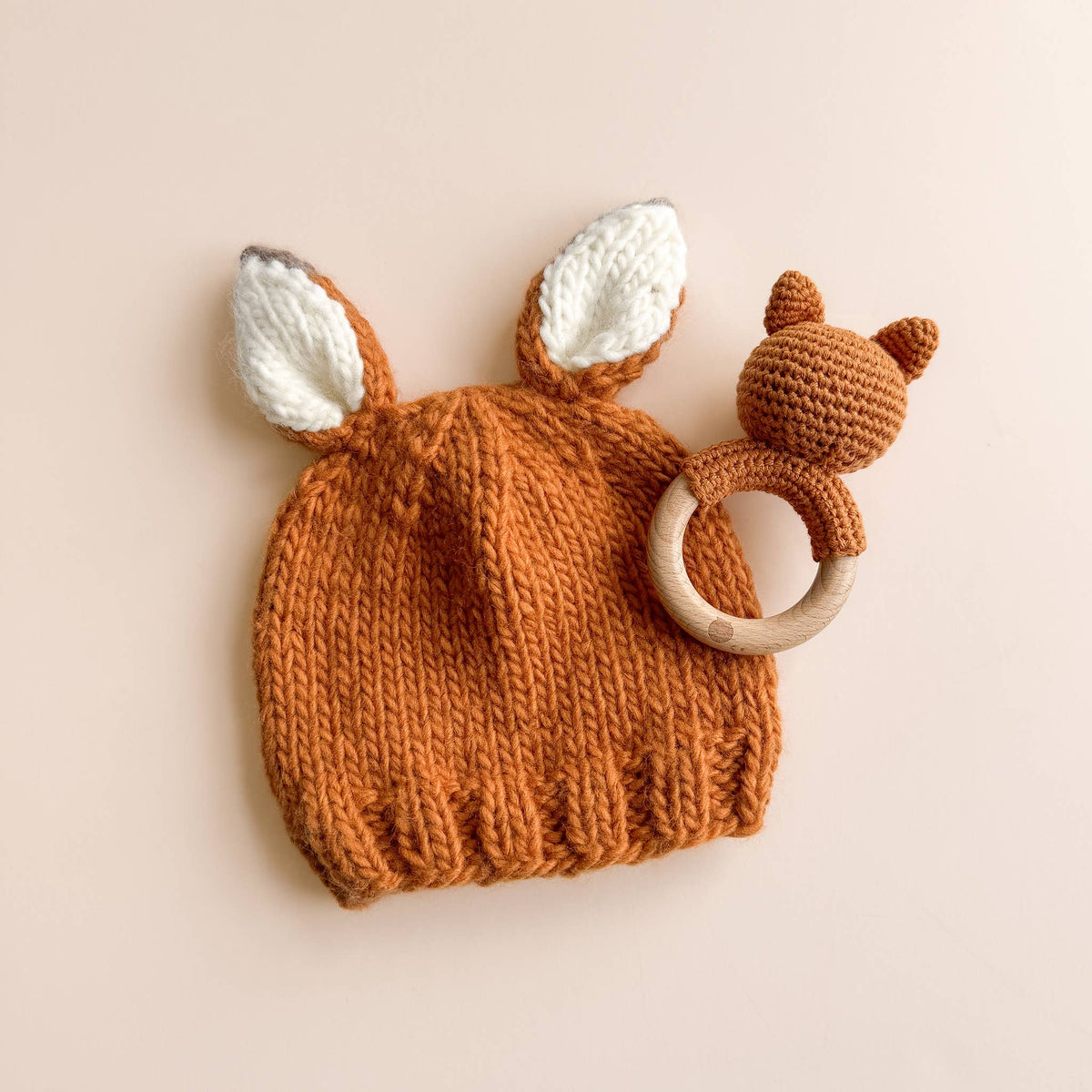 Teether Fox Cotton Rattle - Bossy Beans