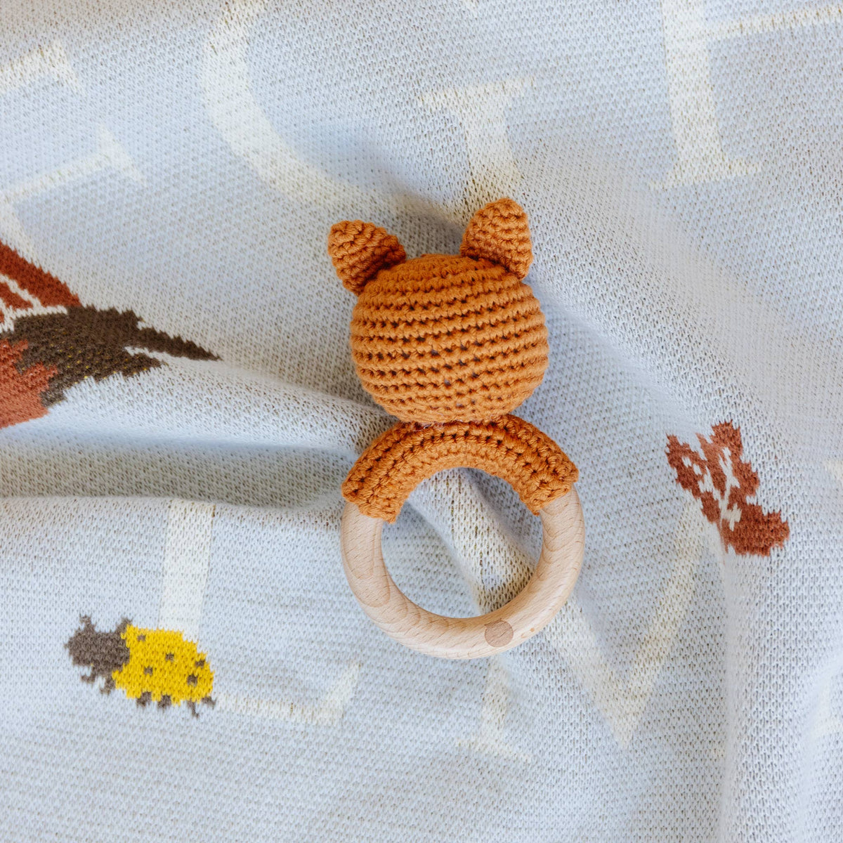 Teether Fox Cotton Rattle - Bossy Beans