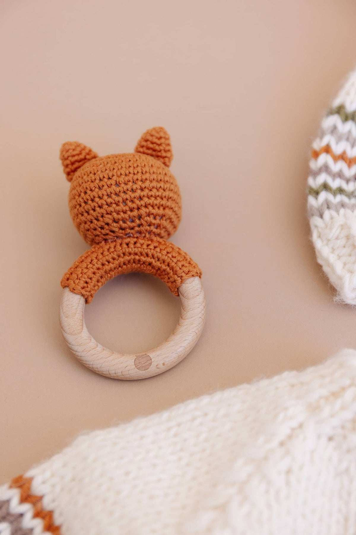 Teether Fox Cotton Rattle - Bossy Beans
