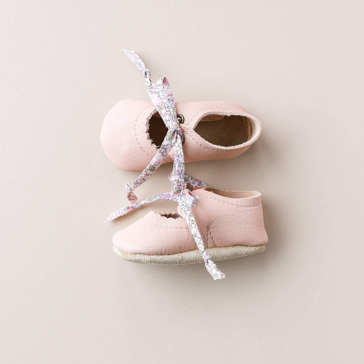 Tie Baby Mary Janes in Light Pink - Bossy Beans