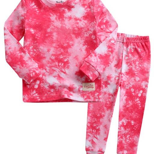Tie Dye Coral Cotton Long Sleeve Pajamas - Bossy Beans