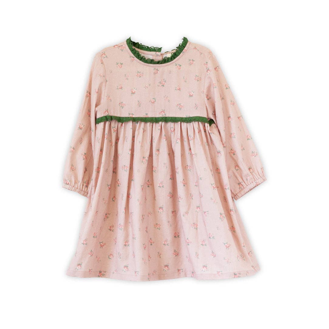 Toddler Priya Dress with Lace Trim | Vintage Pink Rose - Bossy Beans