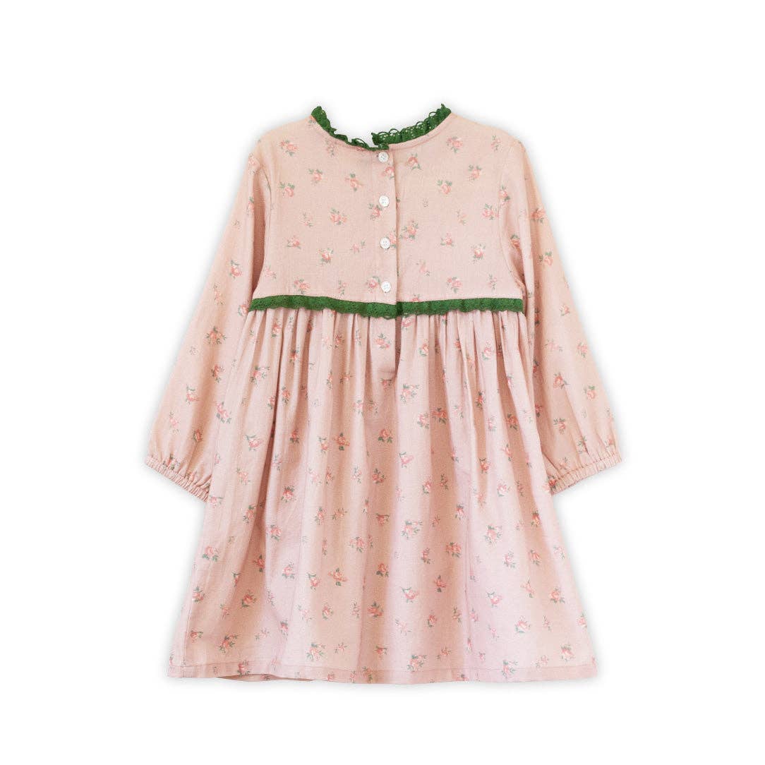 Toddler Priya Dress with Lace Trim | Vintage Pink Rose - Bossy Beans