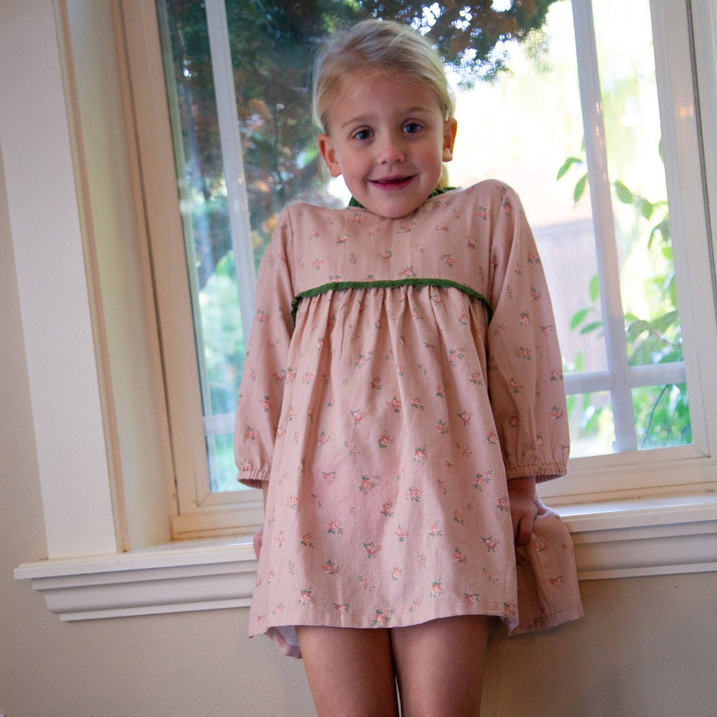 Toddler Priya Dress with Lace Trim | Vintage Pink Rose - Bossy Beans