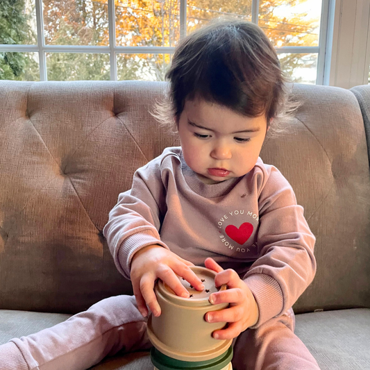 Two - piece "Love You More" Organic Sweatsuit - Lilac - Bossy Beans