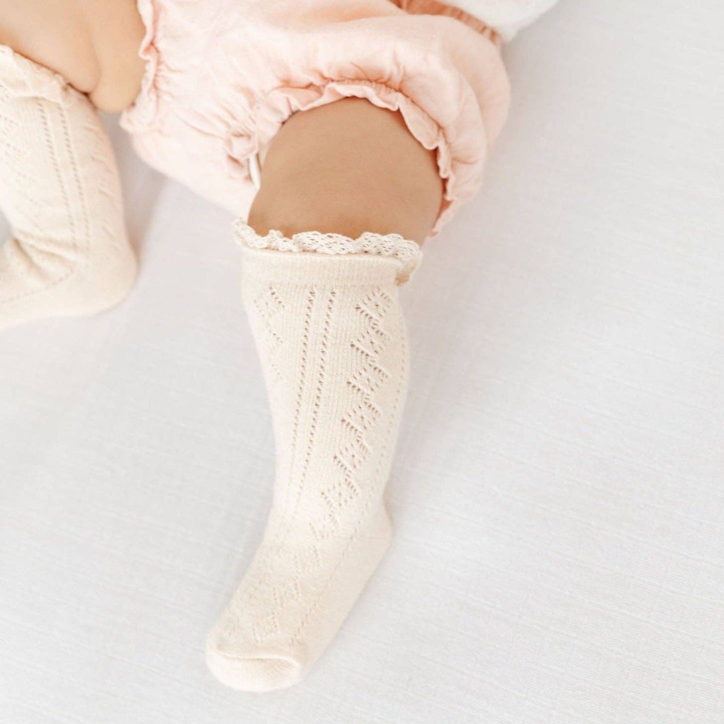 Vanilla Fancy Lace Top Knee High Socks - Bossy Beans
