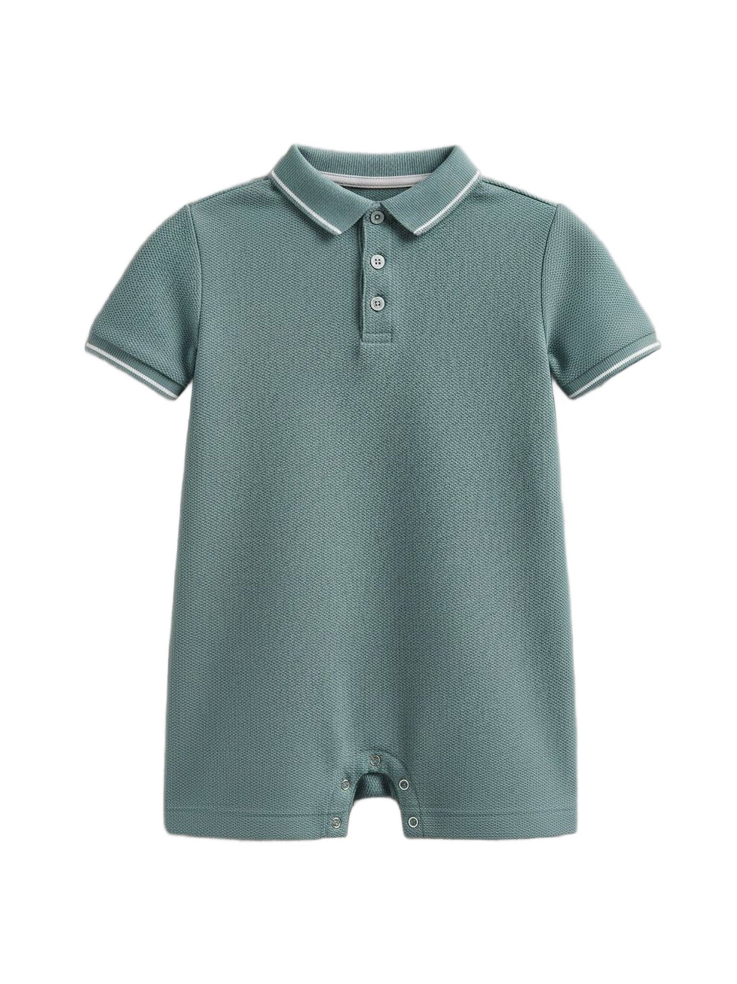 Walter Pique Polo Romper - Laguna - Bossy Beans