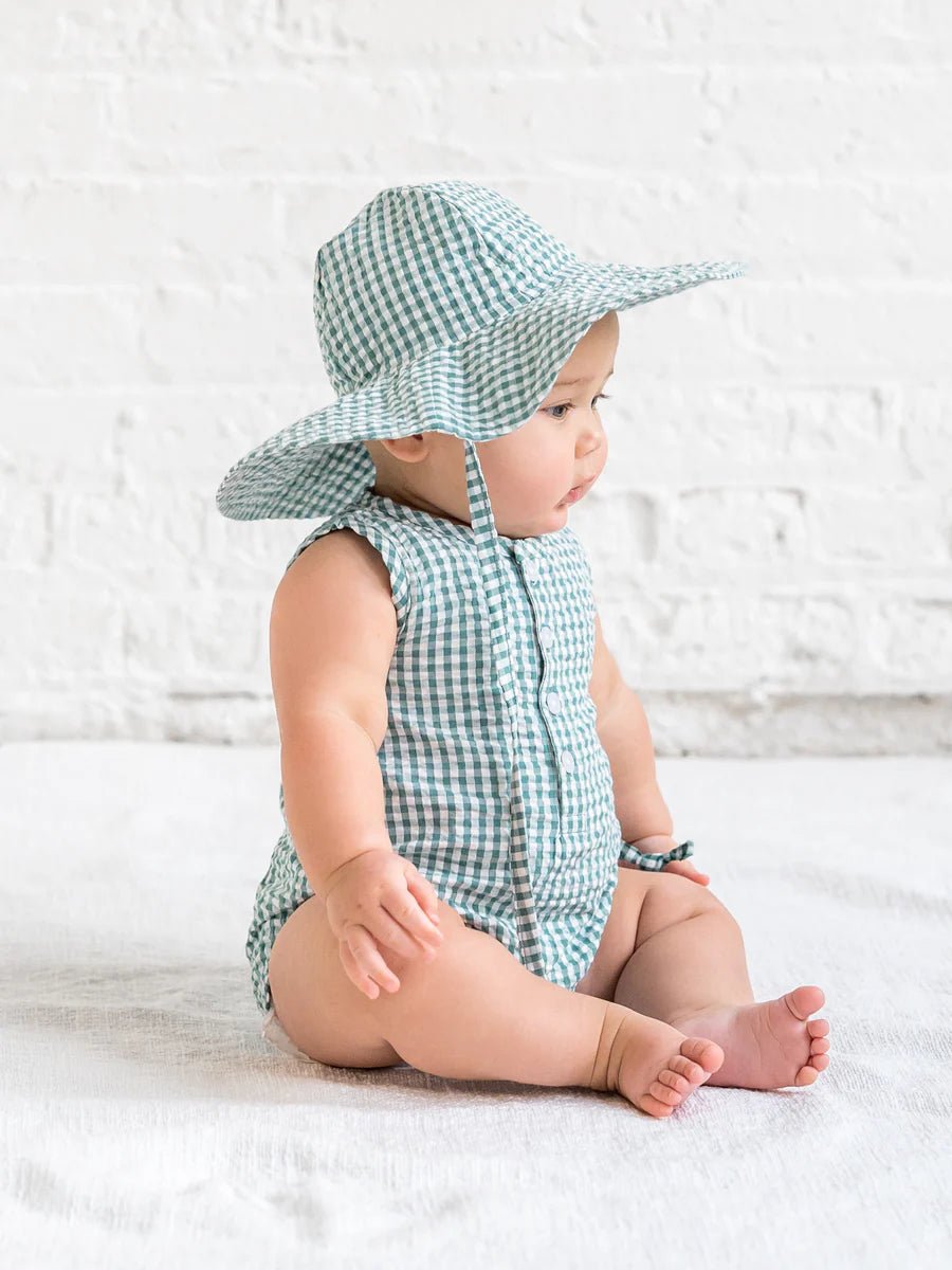 Wren Seersucker Bubble Romper - Laguna Gingham - Bossy Beans