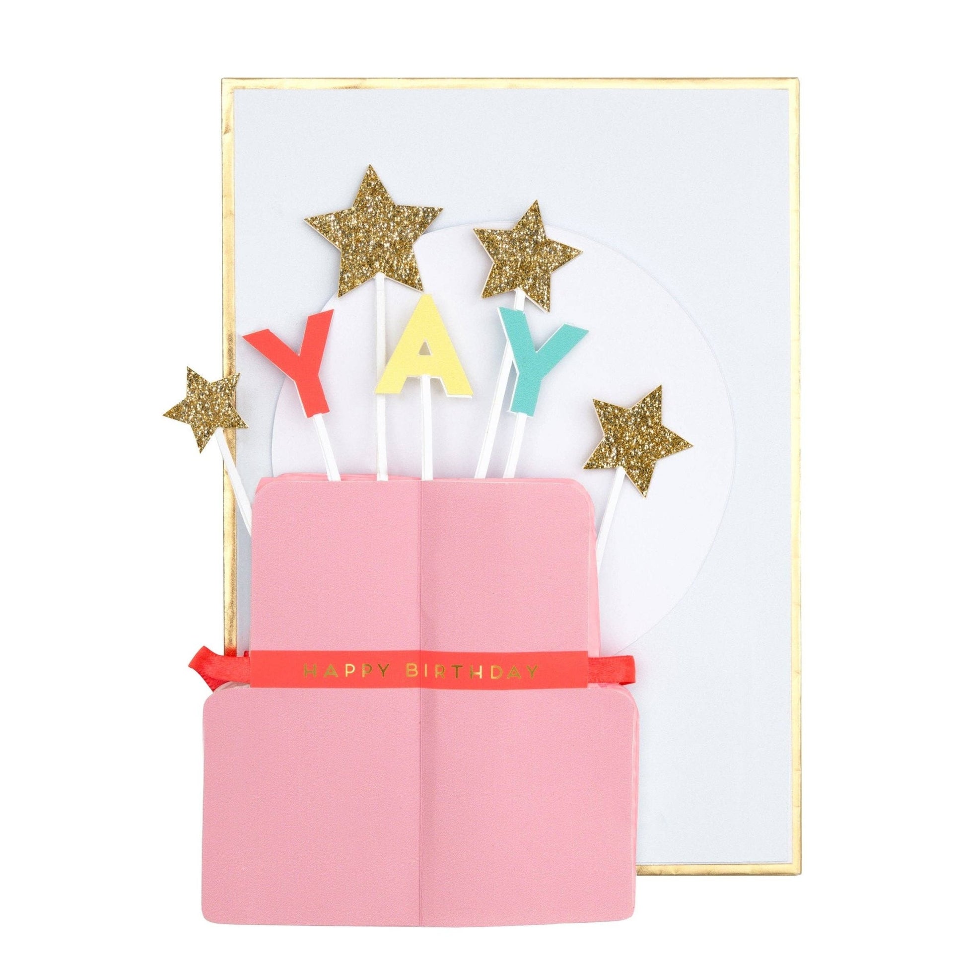 Yay! Cake Stand - Up Birthday Card - Bossy Beans