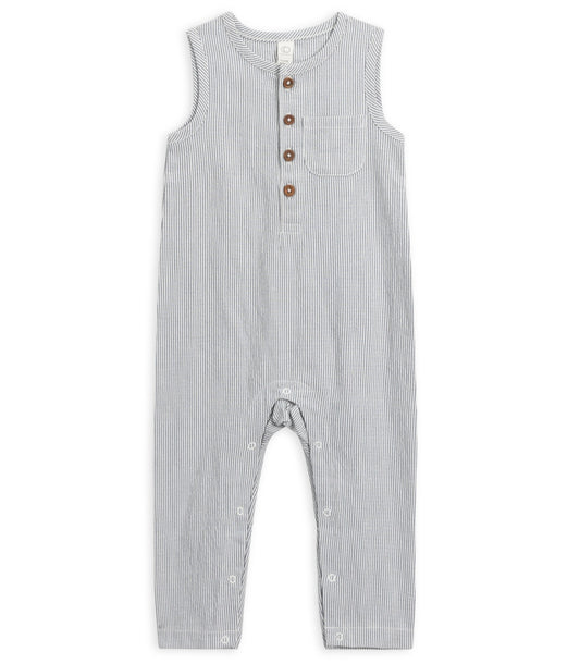 Organic Baby Murray Seersucker Romper - Harbor Shore Stripe