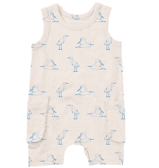 egret organic cotton romper with pockets